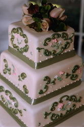 Intricate fondant appliques for a romantic wedding cake.
Hillsborough, NC
